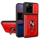 For Xiaomi 13T/13T Pro/Redmi K60 Ultra Sliding Camshield TPU+PC Phone Case with Card Slot(Red) - 1