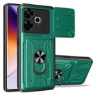 For Xiaomi Redmi 13 4G Global Sliding Camshield TPU+PC Phone Case with Card Slot(Dark Green) - 1