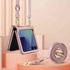 For Samsung Galaxy Z Flip7 5G Rhombic Texture Card Bag PU Phone Case with Long Lanyard(Rose Gold) - 4