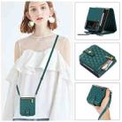 For Samsung Galaxy Z Flip4 Crossbody Diamond Lattice Folding Leather Phone Case(Dark Green) - 1