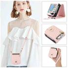 For Samsung Galaxy Z Flip5 Crossbody Diamond Lattice Folding Leather Phone Case(Pink) - 1