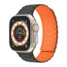 For Apple Watch Ultra 49mm Magnetic Loop Silicone Watch Band(Black Orange) - 1