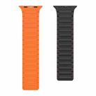 For Apple Watch Ultra 49mm Magnetic Loop Silicone Watch Band(Black Orange) - 2