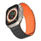 For Apple Watch Ultra 49mm Magnetic Loop Silicone Watch Band(Black Orange) - 3