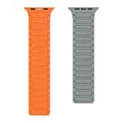 For Apple Watch Ultra 49mm Magnetic Loop Silicone Watch Band(Grey Orange) - 2