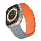 For Apple Watch Ultra 49mm Magnetic Loop Silicone Watch Band(Grey Orange) - 3