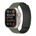 For Apple Watch Ultra 49mm Magnetic Loop Silicone Watch Band(Army Green Black) - 1