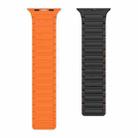 For Apple Watch Series 7 41mm Magnetic Loop Silicone Watch Band(Black Orange) - 2