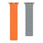 For Apple Watch Series 7 45mm Magnetic Loop Silicone Watch Band(Grey Orange) - 2