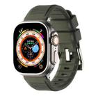 For Apple Watch SE 2022 44mm Double Ring Silicone Watch Band(Dark Green) - 1