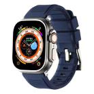 For Apple Watch 7 41mm Double Ring Silicone Watch Band(Dark Blue) - 1