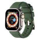 For Apple Watch 3 42mm Double Ring Silicone Watch Band(Army Green) - 1