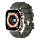 For Apple Watch 3 42mm Double Ring Silicone Watch Band(Dark Green) - 1