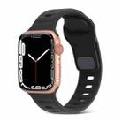 For Apple Watch 8 45mm Square Buckle Stripes Silicone Watch Band(Black) - 1