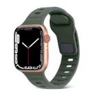 For Apple Watch Series 8 45mm Square Buckle Stripes Silicone Watch Band(Army Green) - 1