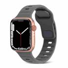 For Apple Watch Series 8 45mm Square Buckle Stripes Silicone Watch Band(Dark Grey) - 1