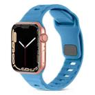 For Apple Watch SE 2022 44mm Square Buckle Stripes Silicone Watch Band(Blue) - 1