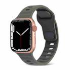 For Apple Watch 6 44mm Square Buckle Stripes Silicone Watch Band(Dark Green) - 1