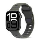 For Apple Watch Series 10 42mm Square Buckle Stripes Silicone Watch Band(Dark Green) - 1