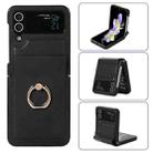 For Samsung Galaxy Z Flip4 Full Coverage Fold Solid Color PU Phone Case with Ring(Black) - 1