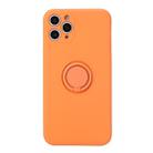 For iPhone 11 Solid Color Liquid Silicone Shockproof Full Coverage Protective Case with Ring Holder(Orange) - 1