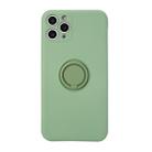 For iPhone 11 Solid Color Liquid Silicone Shockproof Full Coverage Protective Case with Ring Holder(Green) - 1