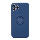 For iPhone 11 Solid Color Liquid Silicone Shockproof Full Coverage Protective Case with Ring Holder(Dark Blue) - 1