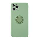 For iPhone 11 Pro Solid Color Liquid Silicone Shockproof Full Coverage Protective Case with Ring Holder(Green) - 1