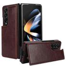 For Samsung Galaxy Z Fold4 Full Coverage Fold Double Buckle PU Phone Case(Brown) - 1