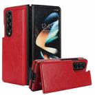 For Samsung Galaxy Z Fold4 Full Coverage Fold Double Buckle PU Phone Case(Red) - 1
