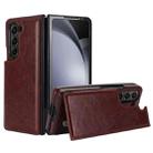 For Samsung Galaxy Z Fold5 Full Coverage Fold Double Buckle PU Phone Case(Brown) - 1