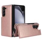 For Samsung Galaxy Z Fold5 Full Coverage Fold Double Buckle PU Phone Case(Rose Gold) - 1