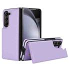 For Samsung Galaxy Z Fold5 Full Coverage Fold Double Buckle PU Phone Case(Purple) - 1