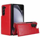 For Samsung Galaxy Z Fold5 Full Coverage Fold Double Buckle PU Phone Case(Red) - 1