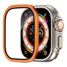 For Apple Watch Ultra 49mm Aluminum Alloy Frame Integrated Tempered Film(Orange) - 1