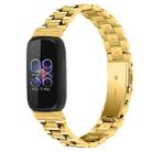 For Fitbit Inspire 3 Three Bead Flat Buckle Stainless Steel Watch Band(Gold) - 1
