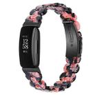 For Fitbit Inspire 3 Oval Resin Replacement Watch Band(Black Pink Flower) - 1