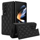 For Samsung Galaxy Z Fold4 Rhombic Texture Full Coverage Fold Double Buckle PU Phone Case(Black) - 1