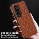 For Samsung Galaxy Z Fold4 Rhombic Texture Full Coverage Fold Double Buckle PU Phone Case(Brown) - 3