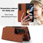 For Samsung Galaxy Z Fold4 Rhombic Texture Full Coverage Fold Double Buckle PU Phone Case(Brown) - 4