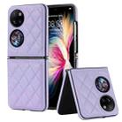 For Huawei P50 Pocket Rhombic Microfiber Folding Phone Case(Purple) - 1