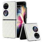 For Huawei P50 Pocket Rhombic Microfiber Folding Phone Case(White) - 1