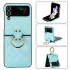 For Samsung Galaxy Z Flip4 Rhombic Microfiber Folding Phone Case with Ring(Blue) - 1