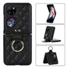 For Huawei P50 Pocket Rhombic Microfiber Folding Phone Case with Ring(Black) - 1