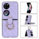 For Huawei P50 Pocket Rhombic Microfiber Folding Phone Case with Ring(Purple) - 1