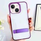 For iPhone 15 Plus Linear Shape Holder Phone Case(Purple) - 1