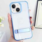 For iPhone 15 Plus Linear Shape Holder Phone Case(Blue) - 1