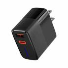 PD100W USB-C / Type-C + USB Charger with Indicator Light, Plug Type:US Plug(Black) - 1