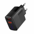 PD100W USB-C / Type-C + USB Charger with Indicator Light, Plug Type:EU Plug(Black) - 1