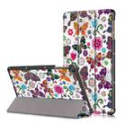 For Honor Pad 7 10.1inch/X8/X8 Lite Custer Painted Painted 3-folding Holder Tablet PC Leather Case(Butterfly) - 1